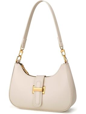 〽️ Women's Beige Vegan Leather Cute Clutch Purses Zip Small Shoulder Bag
